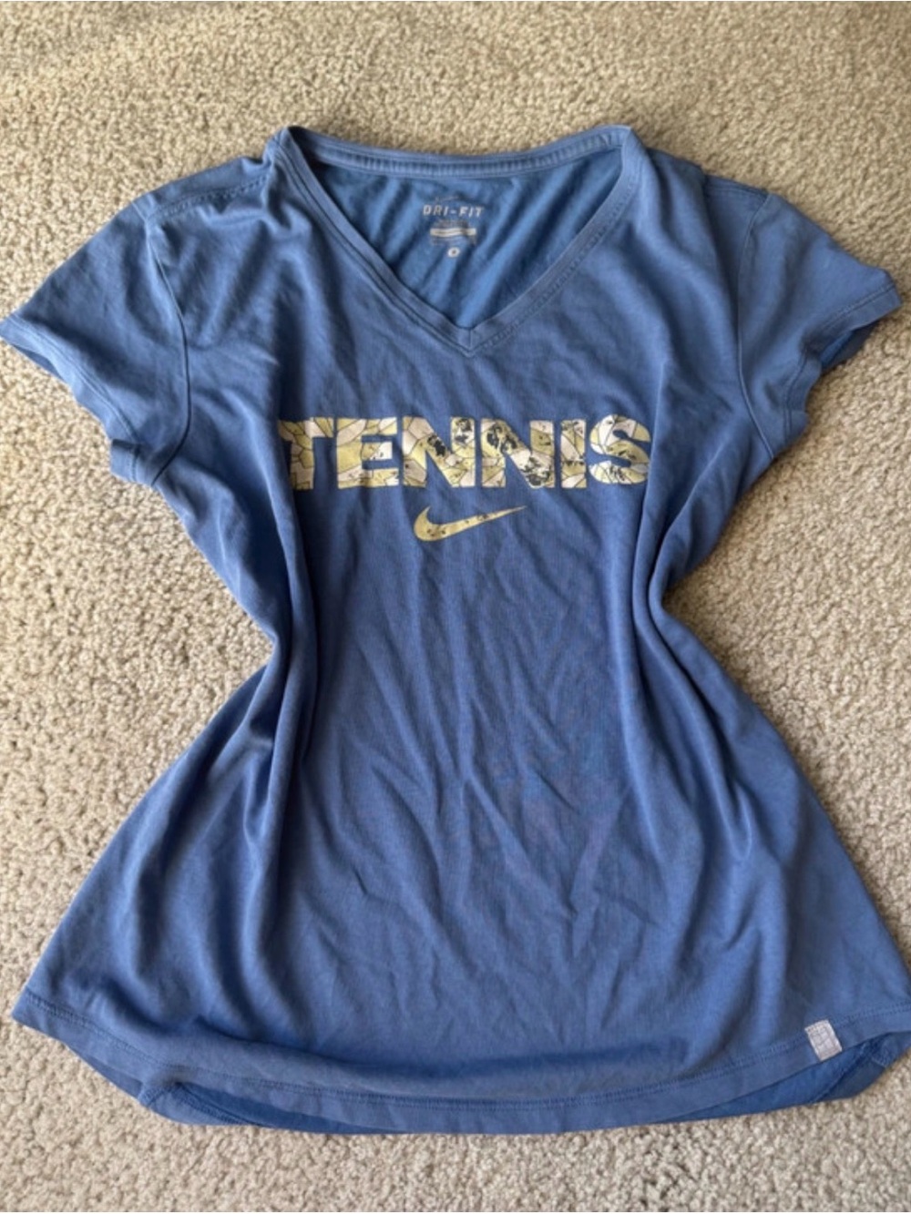 Nike Blue V-Neck 'TENNIS' Dri-FIT Tee casual fit
